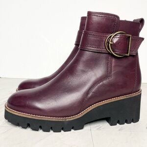 New! Blondo Dagger Red Purple Leather Waterproof Bootie 8M